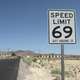 Fake speed limit sign outside Moonlite Bunny Ranch Brothel.